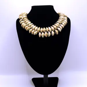 Double line cowrie shells collar necklace