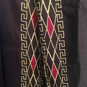 Black Baati Diamond Design Fabric 2 Piece with Red and Gold Geometric Patterns for Your Style