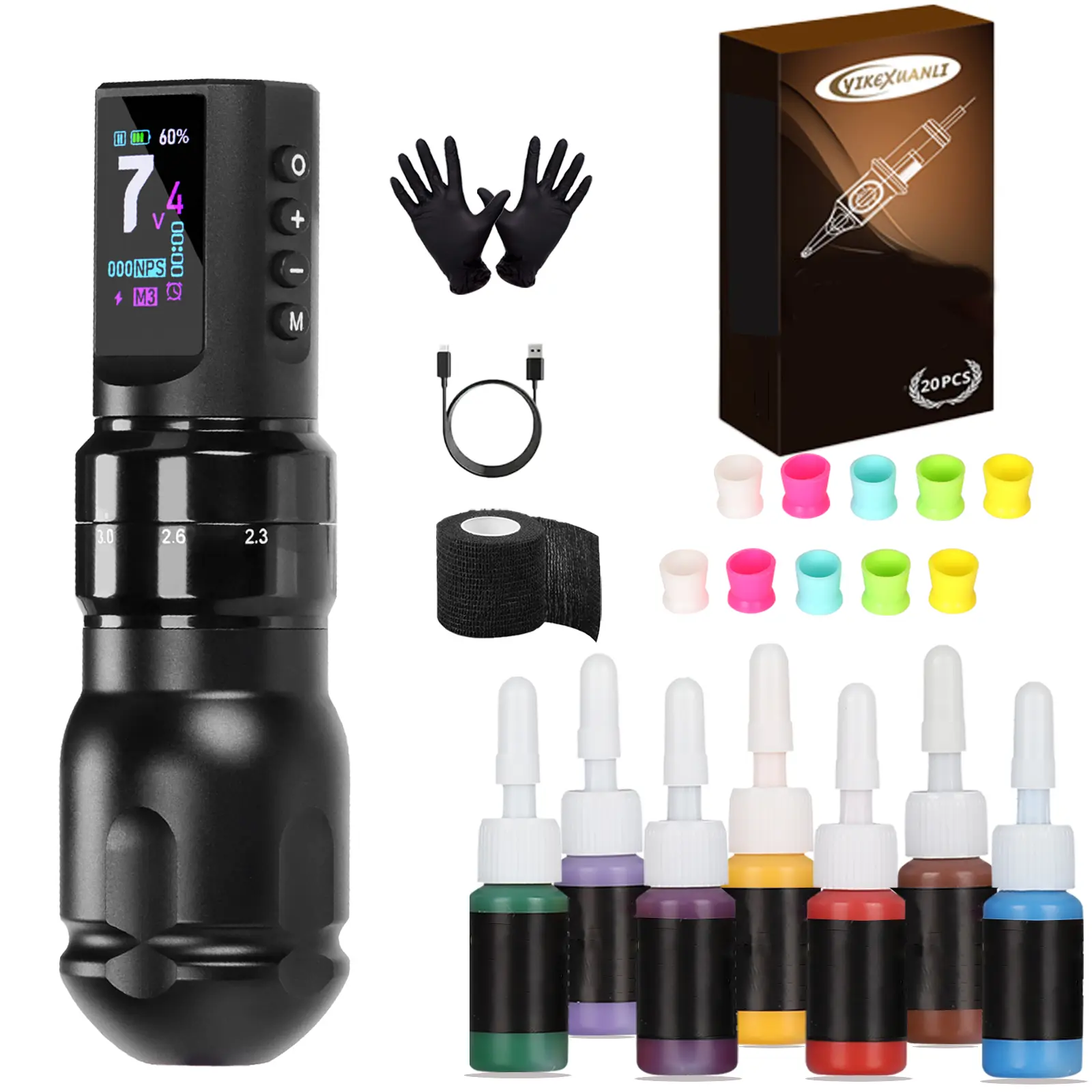Wireless Creative Art Pen—a lightweight makeup kit designed for professionals, featuring 10 precision tips, a 2200mAh battery, and an LED display. This rechargeable pen-style device makes an ideal gift and comes with a Type-C charger.
