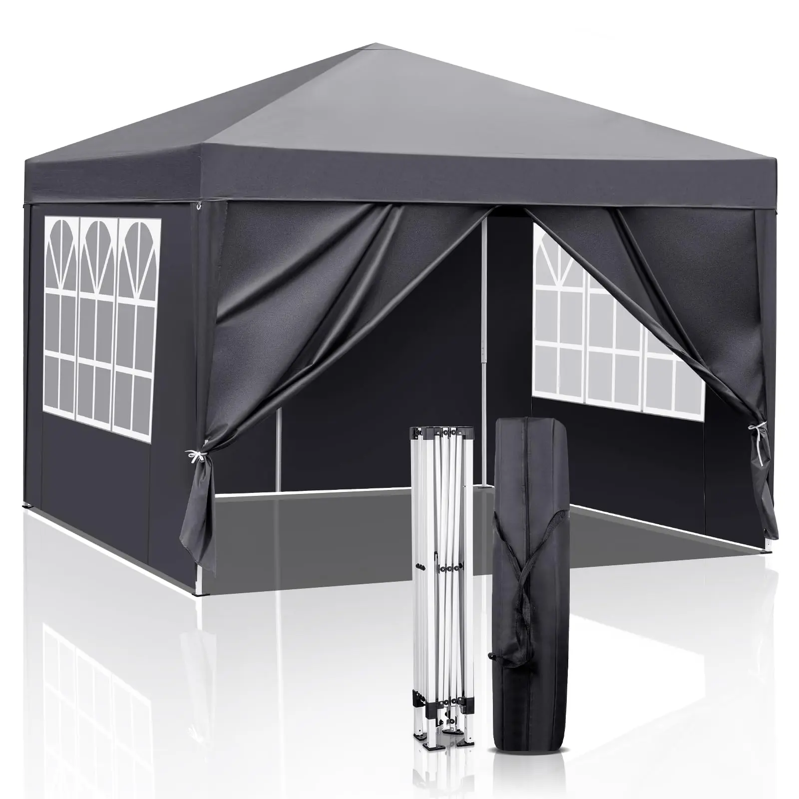 10x10 ft Pop-Up Patio Canopy - 420D Oxford Fabric Sunshade, UV-Resistant Steel Frame Gazebo with 4 Sidewalls, Adjustable Portable Awnings, Waterproof Removable for Lawn Camping, Outdoor Parties, Sunshade Canopy, Waterproof Removable Canopy