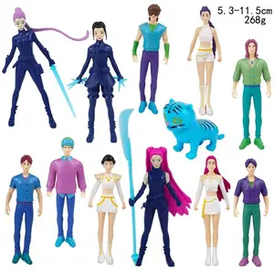 Kpop Demon Hunter Theme Doll Set 12-Piece Cartoon Model Toys for Home & Office Decor Desk Decorations Unique Themed Dolls Compact Size Easy Display No Warranty 5.3-11.5cm 268g