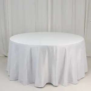 Lamour Satin Round Tablecloth 120" White - Silk-Like Seamless Table Cover for Exquisite Weddings
