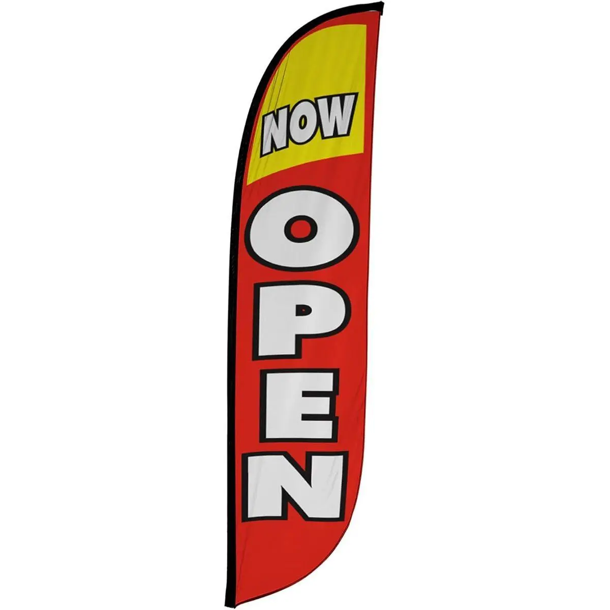 Feather Flag Banner - 12 Feet Tall Advertising Sign Swooper Flag Only, No Poles - Grand Opening Flags - Now Open Red & Yellow (10M1200030)