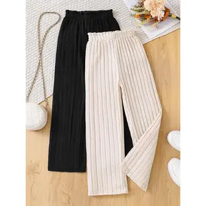 Girl's Solid Color Pants, Casual Comfy Trousers for Daily Outdoor Wear, Kids Bottoms for Spring & Fall