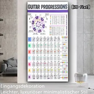 2D fiat guitar chord progression chart, frameless wall decoration, canvas painting, suitable for indoor/outdoor home decoration for living room, office, bathroom, bar, cafe, gym, presenting a fashionable and artistic effect