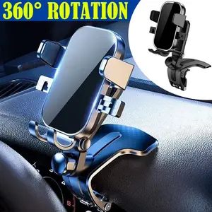 Car Phone Holder, 360 Degree Rotation Clip-on Dashboard Phone Holder,Anti-shake Multifunctional Mobile Phone Mount for Sun Visor & Rearview Mirror, Universal for 3.5-7 Inches Smartphones (Black)