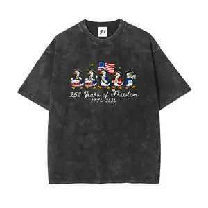 Goose Band 250 Anniversary Independence Day S~5XL Oversize Unisex Washed T-Shirt for Women and Men's Unisex Fit Batik Cotton Oversize Streetwear Menswear Super Soft Pre-Shrunk