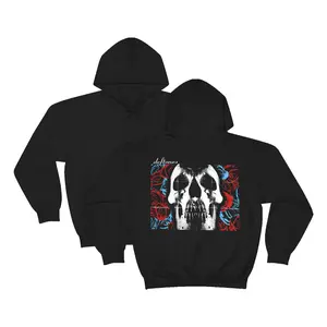 SKulls & Roses Back Hoodie, Y2K Album Cover Music Lover, Vintage Gothic Hoodie, Unisex Long Sleeve Pullover Hoodie