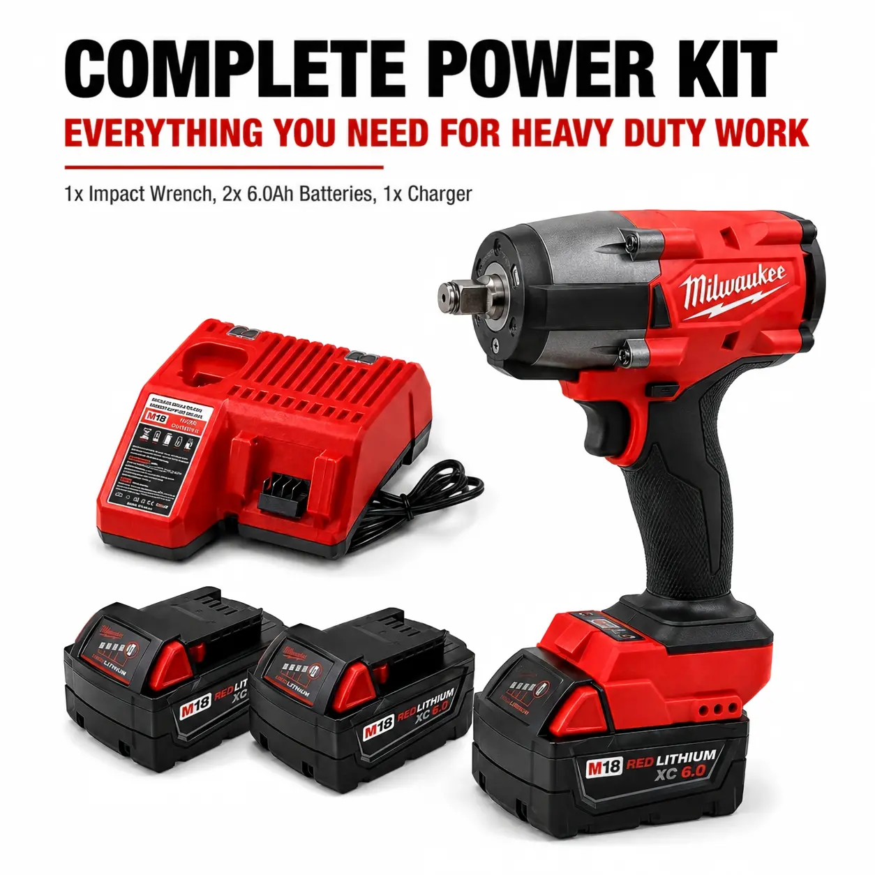 Milwaukee M18 1000N.m 1/2" High Torque Impact Wrench Power Tool - Heavy Duty for Automotive & Structural Bolting, 3-Mode Drive Control, Electronic Clutch, Friction Ring, Socket Ratchet Handle, Lithium, LED Light (Tool Only/Kit for Professionals)