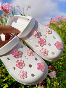 10 Cute Sequined Crystal Flower Decor Shoe Clips, Multifunctional Accessories for Women's Footwear, Sandals, Slippers, Beach Bags, Perfect Gift