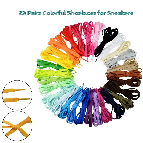 29 Pairs Colorful Shoelaces for Sneakers, Boots & Sports Shoes, Flat Shoe Lace Replacement Set, Halloween Gift for Teens & Adults