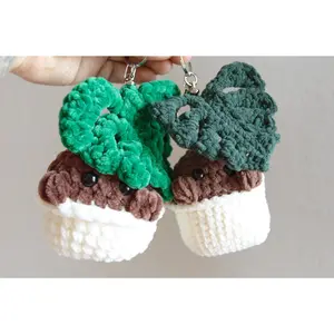 Crocheted Botanical Chonky Boy: Single Leaf Monstera Deliciosa Plushie Bag Charm, Amigurumi, Key Chain