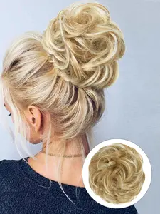 6 Inch Fashionable Solid Color Wavy Hair Bun, Synthetic Soft Hairpieces for Daily Use, Messy Elastic Scrunchies Style Natural Fluffy Hair Bun