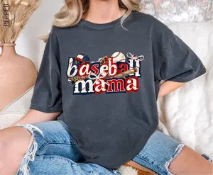 Baseball Mama Comfort Colors® T-Shirt - Premium Heavyweight Cotton Baseball Season Shirt - Mother's Day Gift for Baseball Lover Mom - Game Day Graphic Tee - Classic Ballpark Top