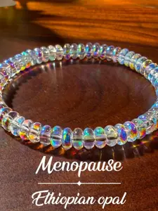 Natural Ethiopian Opal Bracelet Stretchable Elastic Cord, Shiny Under Light, Fashion Jewelry for Women, Adjustable Bangle, Trendy Accessories