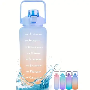 2L / 64OZ Water Bottles with Time Marker and Handle, Leak Proof Portable Outdoor Sports Water Bottle, Gradient Color  Motivational Water Bottle, Sports Water Cups, Summer Drinkware Drinking Cups, Gym, Camping, Hiking, Fitness, Travel