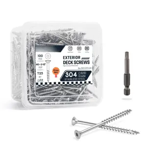 Deck Screws 304 Stainless Steel #10x2-1/2" 100 count with T25  Torx Drive Flat   Screws High  Resistance for Outdoor  Fence