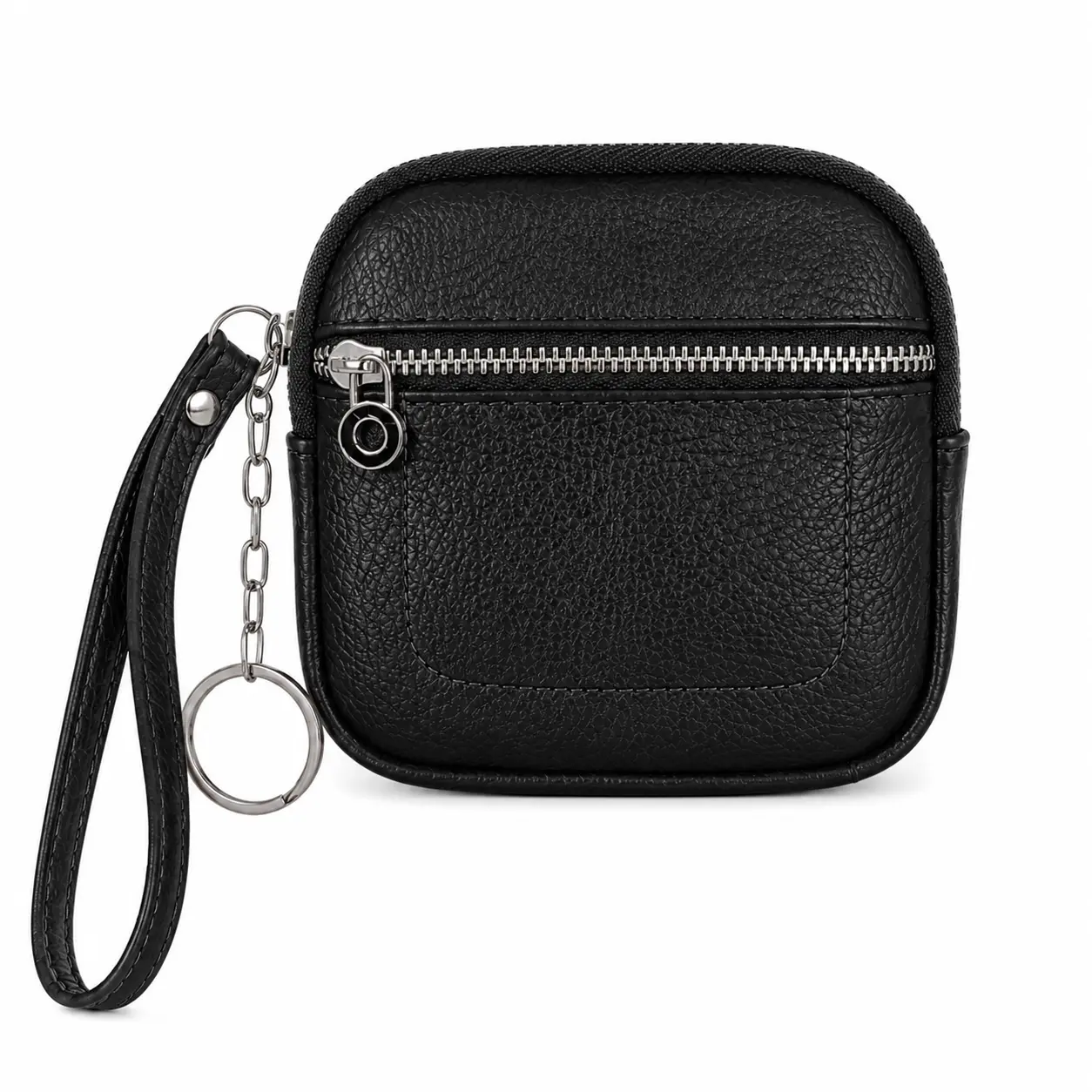 Small Wristlet Wallet for Women, PU Leather Zipper Coin Purse with Card Pocket & Wrist Strap, Compact Credit Card Holder for Cash, Keys & Everyday Carry