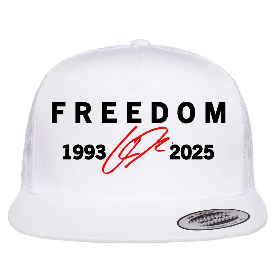 Freedom Red Signature 1993-2025 Charlie Kirk Tribute Faith Christian Truth Rest In Peace RIP Flat Bill Trucker Hat Baseball Cap