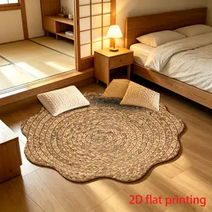 1 piece of 2D abstract irregular circular floor mat, boho area rug, suitable for bedroom bedside decoration, living room home decoration, balcony decoration, hotel decoration, entrance, kitchen, bathroom and other places, available in all seasons