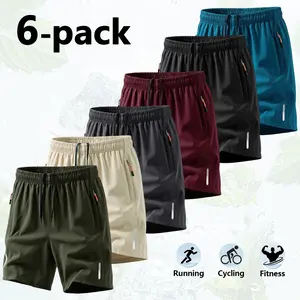 6-pack  Men’s Quick-Dry Athletic Shorts - Lightweight Running/Gym Basketball Shorts with 7″ Inseam and Zipper Pockets