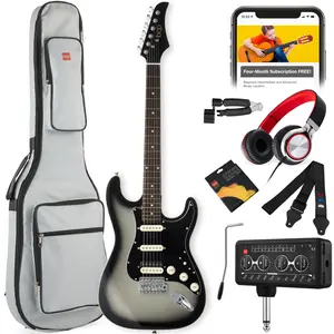 Best Choice Products Beginner Electric Guitar Kit w/ Headphone Amp, Padded Gig-Bag, Headphones