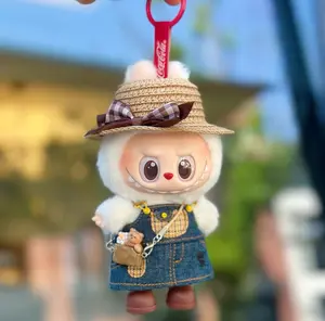 Adorable Straw Hat Style Summer Dress – Perfect for Sunny Days & Beach Trips-cute doll clothes accessory,17CM Sized Dolls, Cute Hooded Outfit with Matching Bag, Soft Fluffy Material, Perfect for Collectors & Gifts