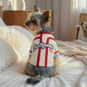 Pet Baseball Shirt, Unisex Sports Two-Leg Clothing for Dogs & Cats, Teddy Bichon Pomeranian Shih Tzu Yorkie Small Dog Clothes