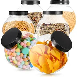 6 count 85 oz Clear Candy Cookie Jar Set Slanted Plastic Candy Jar Dishes with  Candy Containers Clear Candy Holder for Candy Buffet Party Table Kitchen Counter  Office Storage