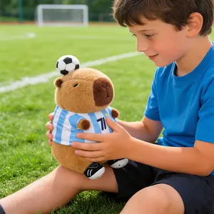 Kapibala Plush Toy in Jersey with Football on Head Skin-friendly Realistic Image for Kids Safe Playtime