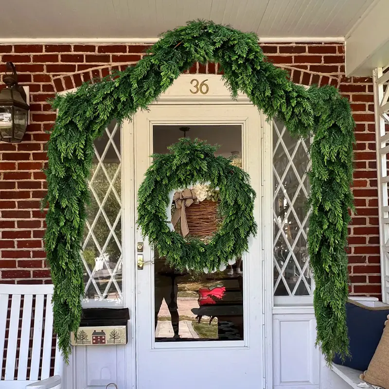 6 FT 2 Pcs Artificial Cedar Garlands, Realistic Lush Evergreen Greenery with Reusable Design for Cozy Home Lovers,