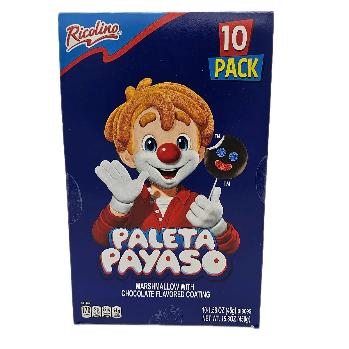 Ricolino Paleta Payaso & Mini - Marshmallow with Chocolate Coating 10 & 15 Pieces Pack - Creamy Soft Dessert Treats
