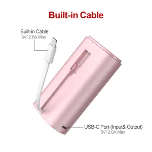 iWALK Portable Charger 9000mah Ultra-Comapct Power Bank with Built-in Cable,External Battery Pack Compatiable for iPhone Xs, XR, X, 8, 8 Plus 7, Samsung Galaxy and more