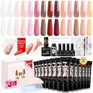 Poly Gel Nail Kit: All-in-One Beginners Practice Full Set With UV light & Slip Solution For Teens Nail Extension Gel Kit Starter At Home User Friendly & Salon Results for Home Manicures
