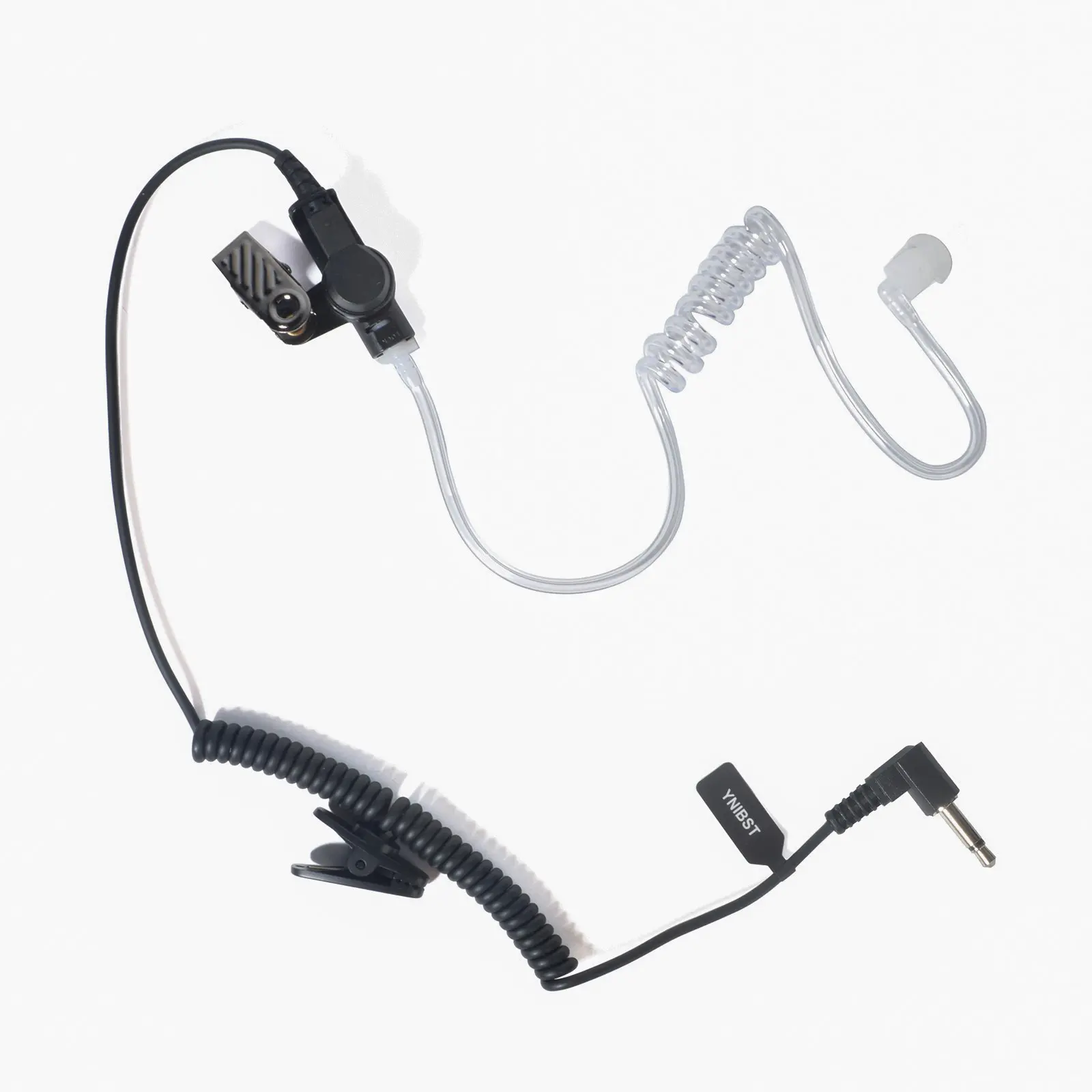 YNIBST Receiver & Listen Only Surveillance Walkie Talkie Headset, 3.5mm Clear Acoustic Coil Tube Earpiece Compatible with Two‑Way Radio Transceivers & Speaker Microphone Jacks for Security, Police and Law Enforcement Use