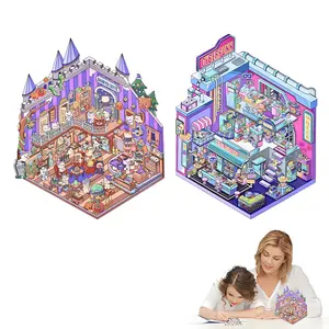 3D Stickers Scene, 2 Large Sets DIY Stickers for Halloween Hotel and Cyberpunk , 3D Sticker for Adults Relief Stress Sticker Therapy,Ship From China