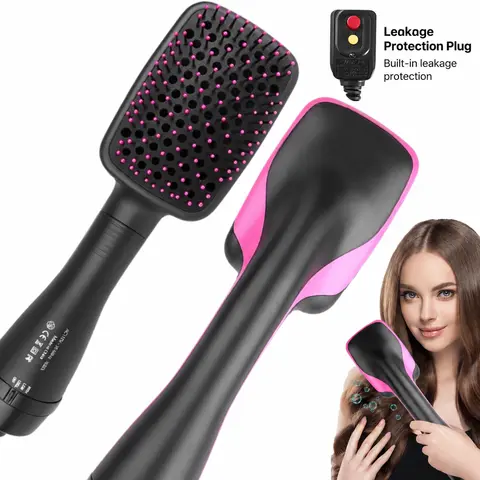 2-in-1 Comfort Comb Multifunctional Hair Dryer - Thermal Brush with Built-in Comb Curlers & Straighteners, ABS Plastic, Fast Drying Blowout Hair Tool for Bouncy Blowout, Back to School Beauty Essential