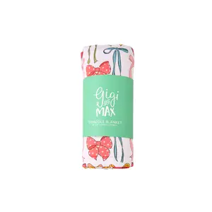 Eliza SWADDLE Blanket 47" X 47" Super Soft Stretchy Knit Bamboo Viscose with Matching Knot Hat for Newborns