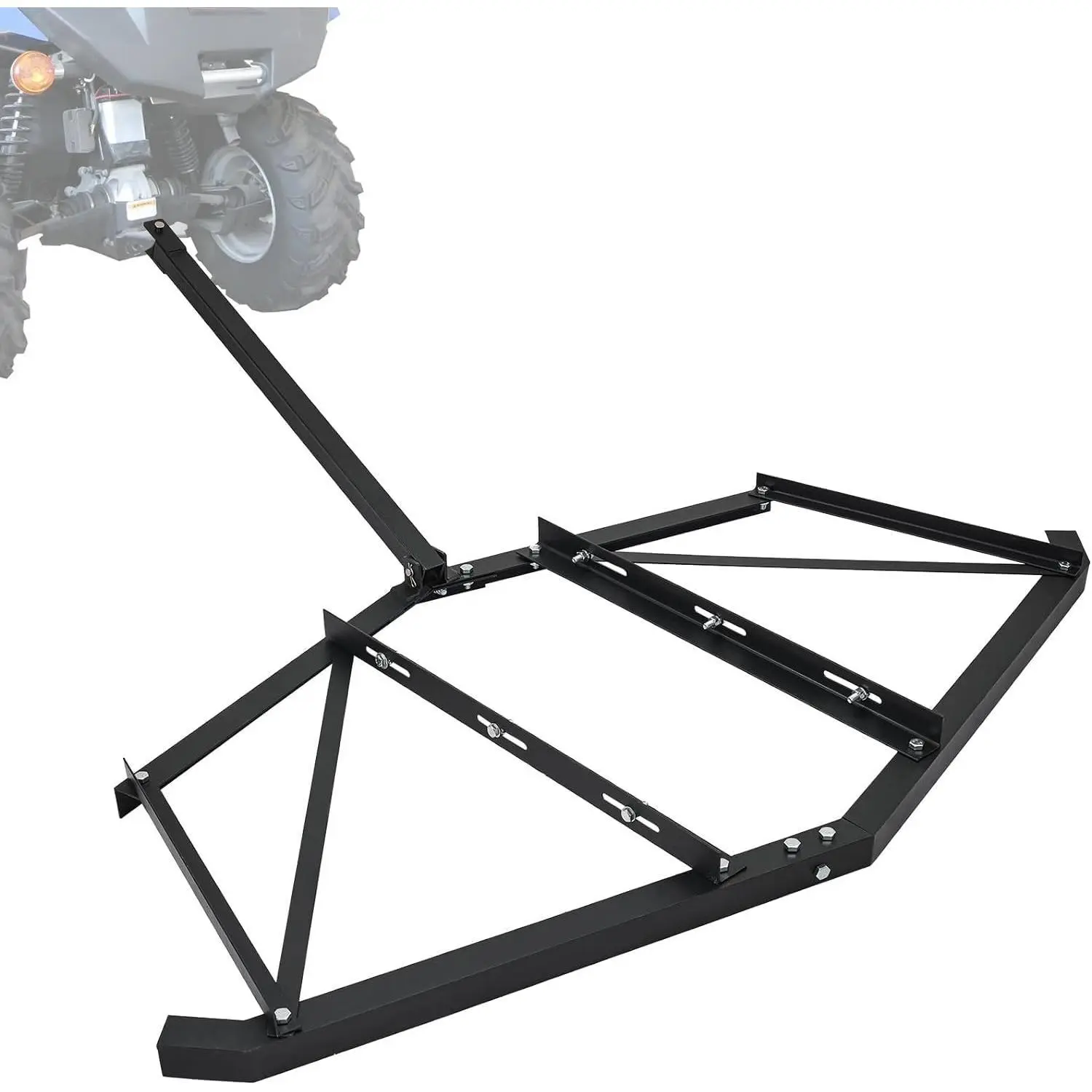 Driveway Drag 74" Width, Driveway Drag Grader Pull Behind Driveway Grader Adjustable Bolts & 2 Reinforcement Bars, Yard Lawn Drag Harrow with Pin-Style Hitch, Garden Lawn Tractor for ATVs, UTV