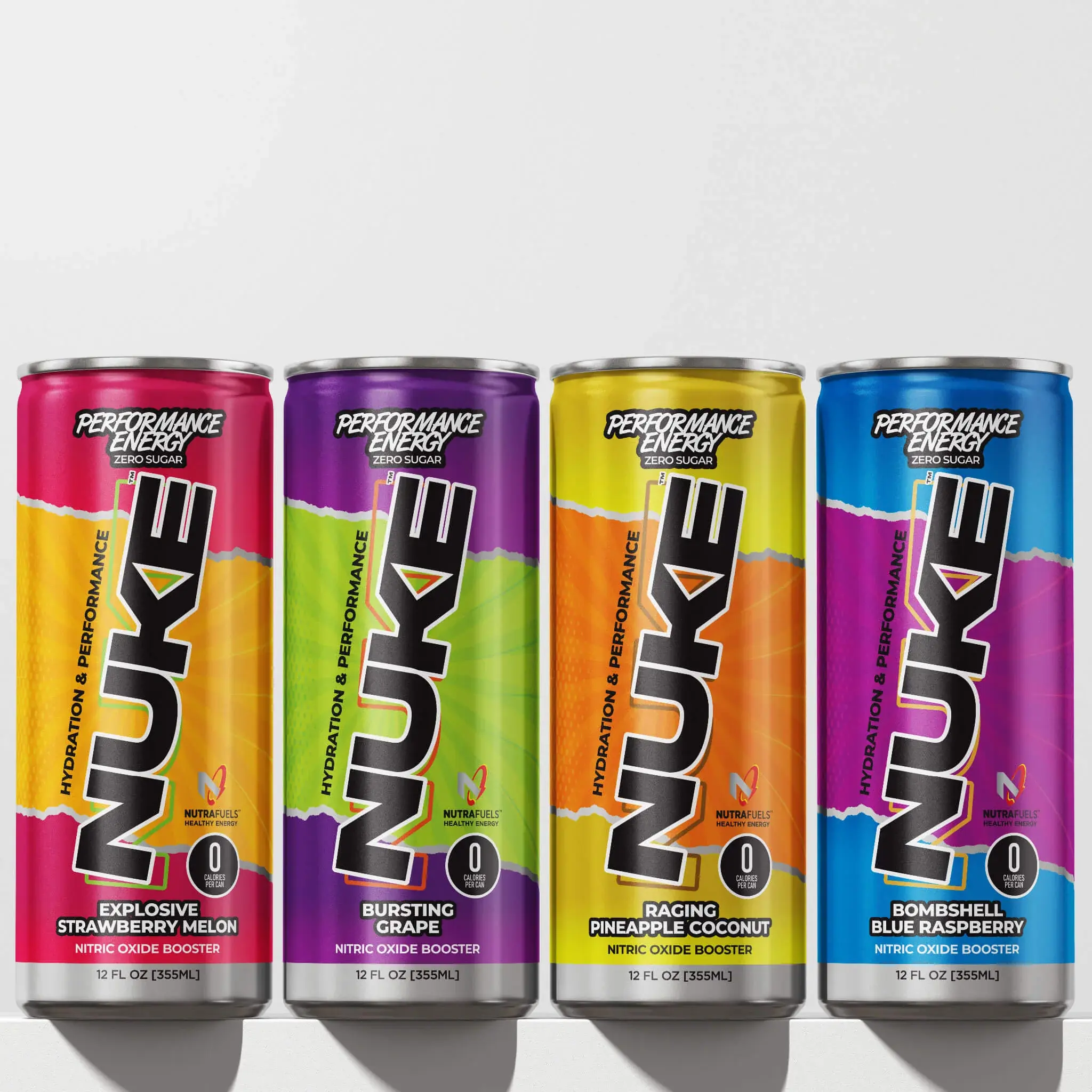 NUKE Variety Pack Performance Energy Hydration & Performance 12 oz Beverage with Nitric Oxide Recovery Dynamine for Sustained Boost Zero Sugar