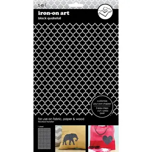 Black Quatrefoil 5.5 x 9.25 Inch Iron-on Sheet - Cut Your Own Design