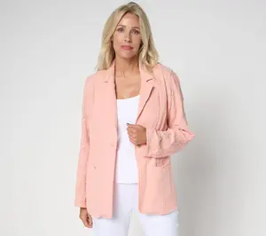 Peace Love World Boheme 100% Cotton Gauze Blazer with Embroidery