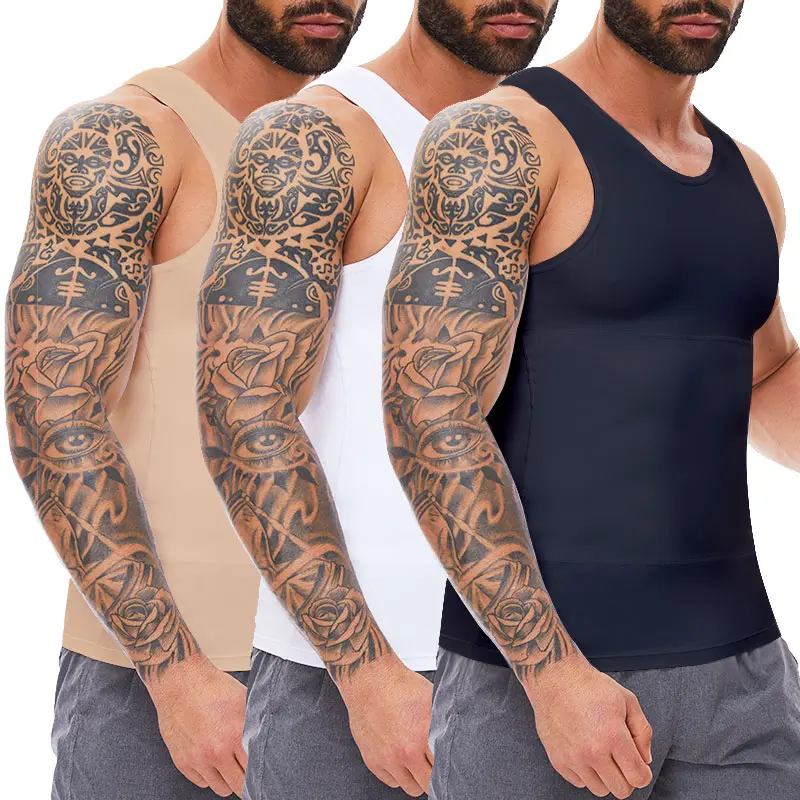 CATTIBOR 1/2/3/4 Pack Men Solid Compression Vest Shapewear Tank Top ,Men Sleeveless Running Workout Fitness GYM Tank Tops Shirts Menswear GYM Shirts,Back to School Outfits,Boys Underwear,Men Sport and Fitness Wear