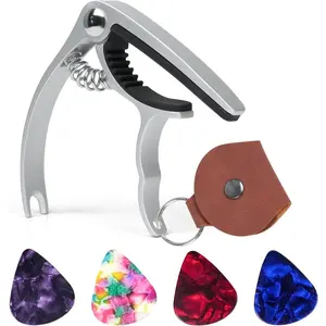 Guitar Capo - Professional Heavy Duty Zinc Alloy, for Acoustic/Electric Guitars, Ukulele, Banjo & Mandolin - Includes Pick Storage Bag & 4 Picks ()