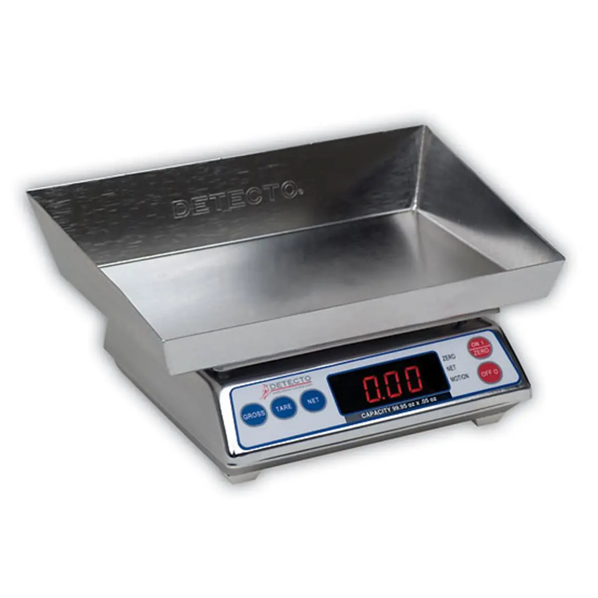 Detecto Digital Nursery Diaper Scale - Stainless Steel, 4000g x 1g, High Red Digits, 115Vac, 50/60Hz, Diaper Weighing, Removable Tray, Pushbutton Tare for Newborns