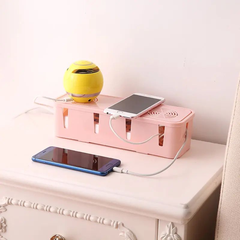 100% Brand New Plastic Cable Storage Box - Wire Tidy Socket Organizer for Office Desk Accessories & Home Safety, 7 Color Options Available, Durable Wire Management Case