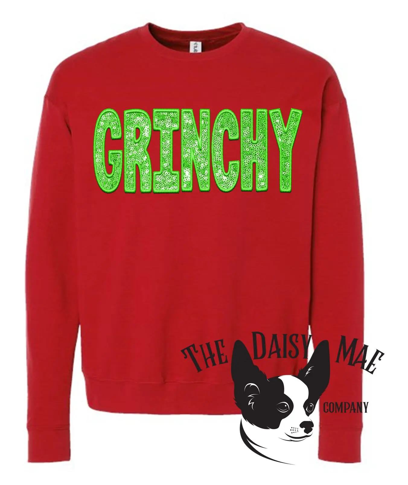 Faux Sequined Grinchy Sweatshirt