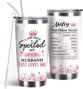 [Sale off up to 50%] Gifts for Wife, I Am Not Spoiled My Husband Just Loves Me Tumbler, Gifts for Her, Wife Cup, Thanksgiving Day Gifts for Wife