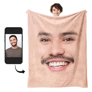 Custom Face Blanket with Photos Personalized Faces Blanket with Picture Funny Face Throw Blankets Gift for Valentine Gag Gift Super High Quality Anti-Pilling Flannel - Throwblanket