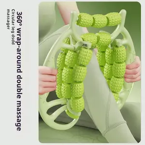 29-Wheel Dual-Use Leg Massage Roller - Handheld & Circular Clamp Muscle Relaxer for Deep Tissue & Cellulite, Relieves Tightness in Thighs, Calves, Arms, Waist, Ideal for Athletes, Post-Workout, Fitness (Green)